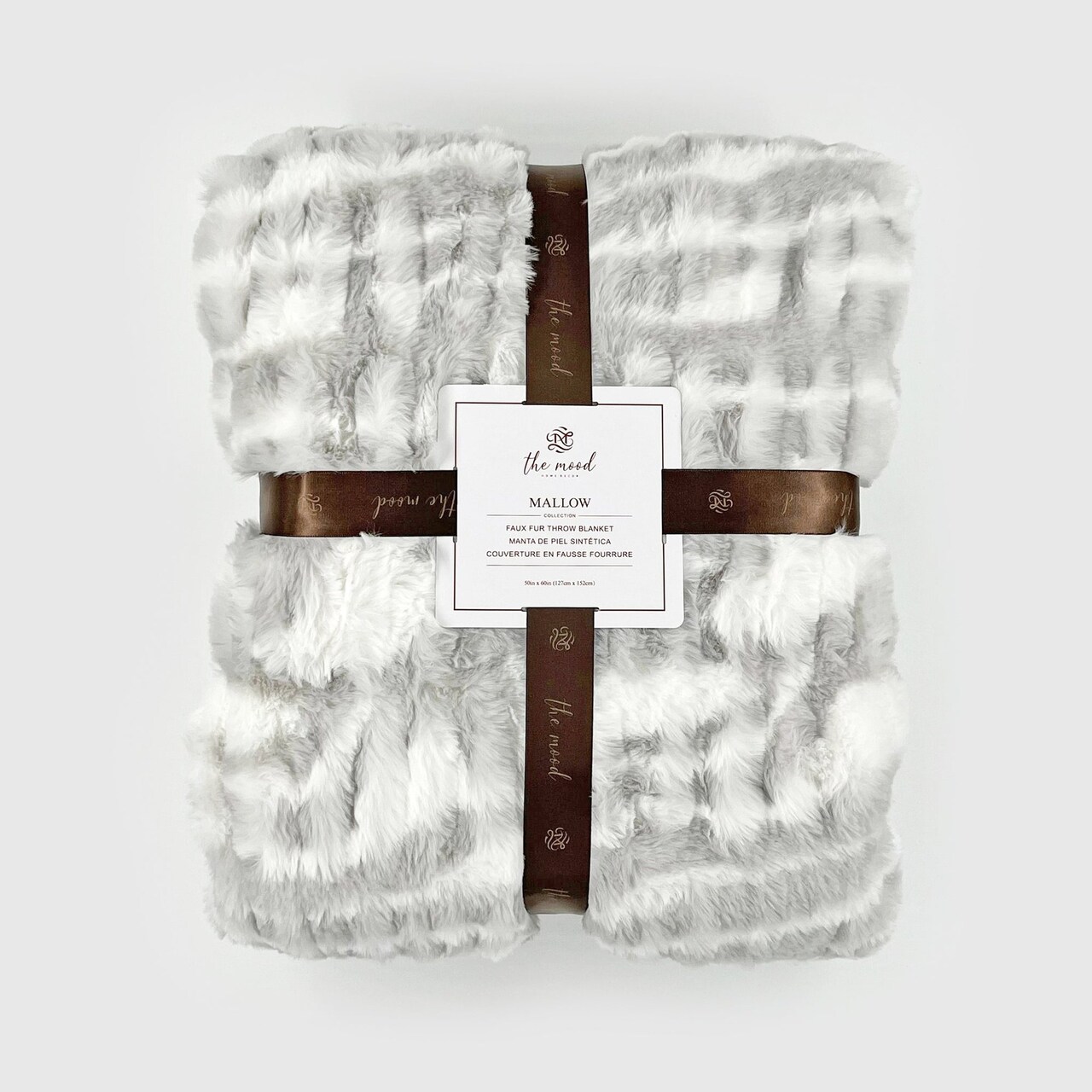 Edge Collections - Gray - Vintage-Inspired Faux Fur Throw - 1 Piece